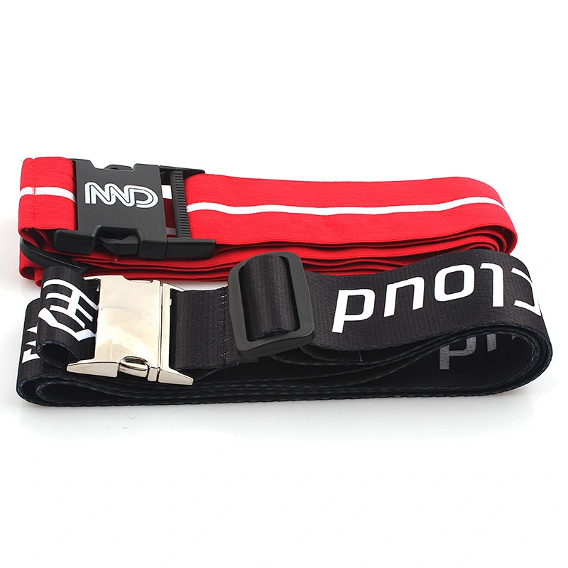 Low price special customized logo luggage belt with metal buckle