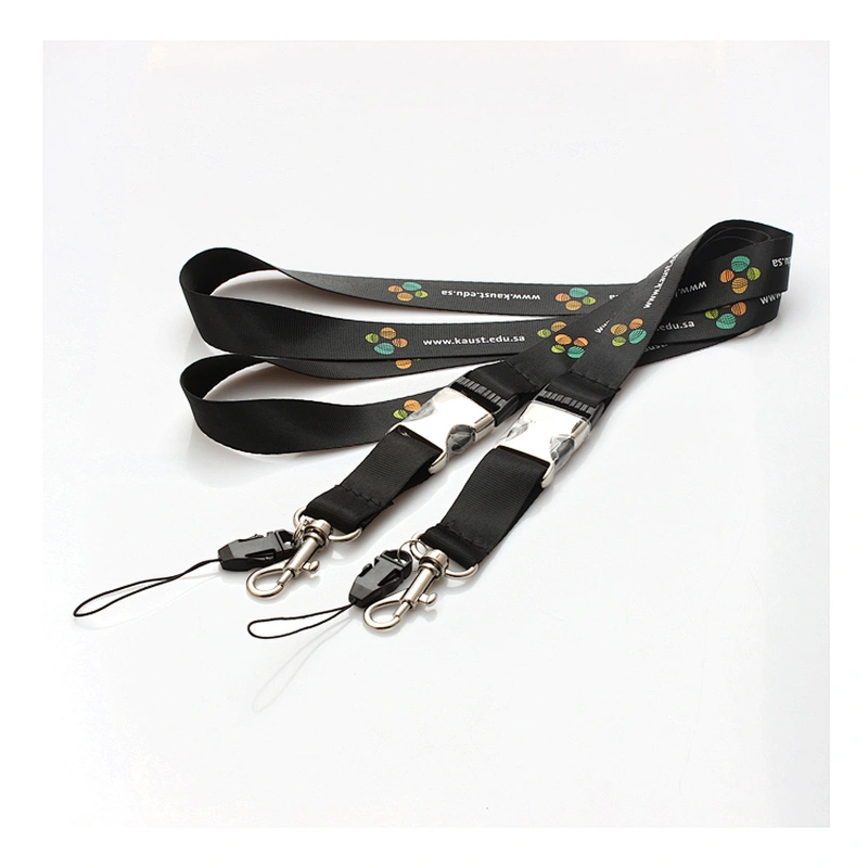 Cheap custom advertising logo polyester neck lanyard with metal breakaway buckle No Minimum Order