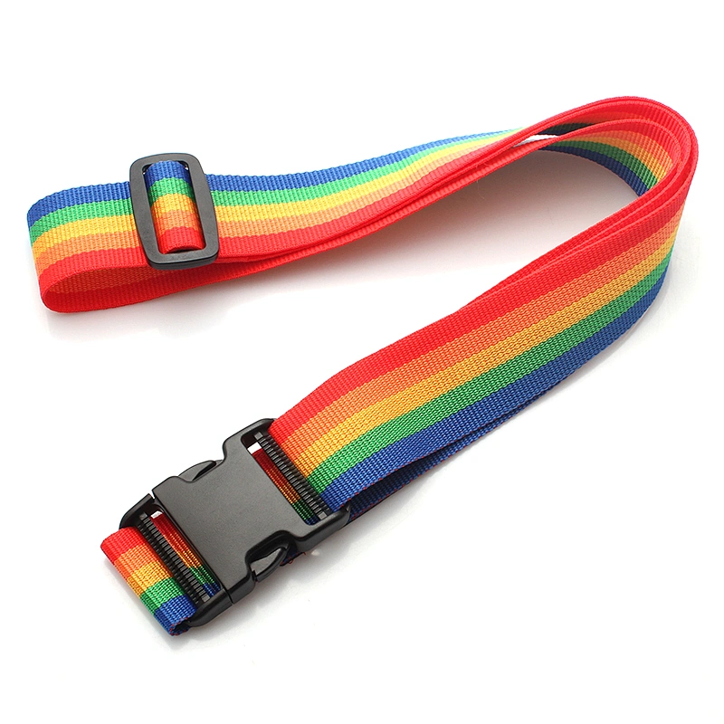 Multicolored luggage bags belt with custom logo detachable buckle