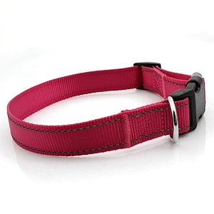 Personalized nylon reflective pink pet walking dog collar