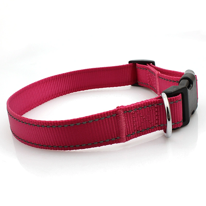 Personalized nylon reflective pink pet walking dog collar