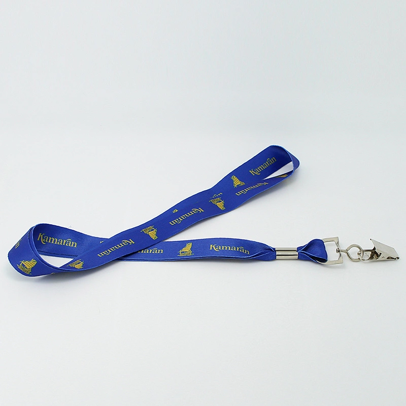 Cool design custom logo festival event staff wear polyester alligator clip stain lanyard