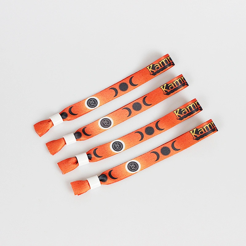 Slide lock customized printed polyester fabric colorful wristband