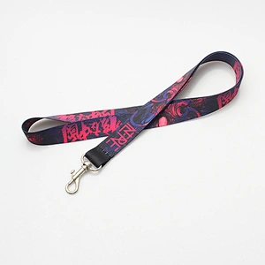 High quality and low price heat transfer polyester neck lanyard with dog hook