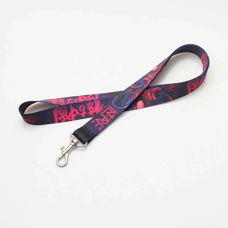 High quality and low price heat transfer polyester neck lanyard with dog hook