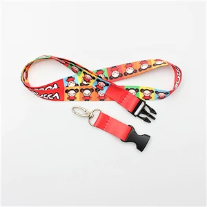Custom logo polyester remove lanyard with breakaway buckle