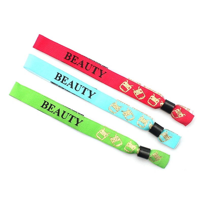 Promotional woven logo music festival wristband no minimum order
