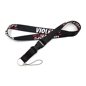 Cheap custom polyester neck lanyard no minimum with metal hook