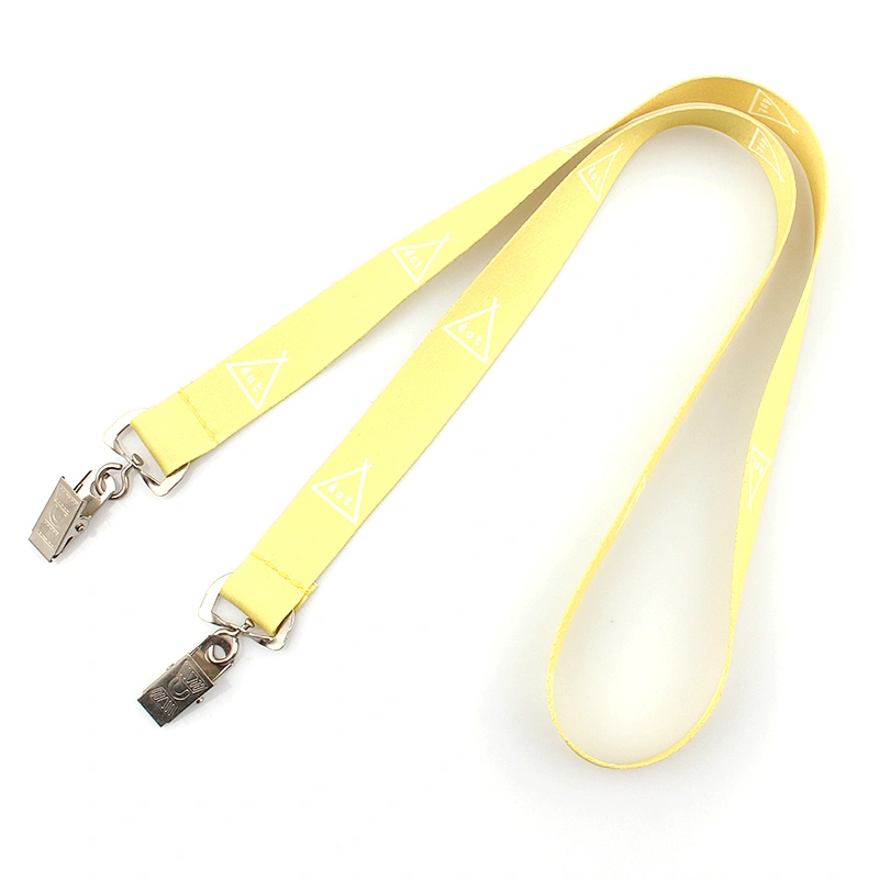 Polyester custom printed lanyard with double clips