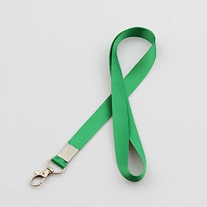 2019 pure green color polyester lanyard with metal hook for kids