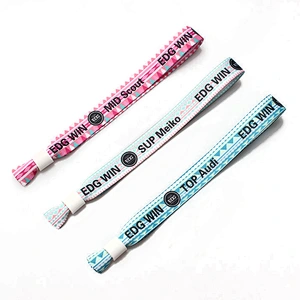 Cheap Custom Fabric Polyester Club Wristband with Plastic One Time Lock