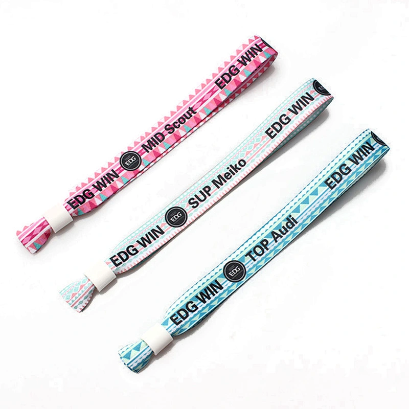 Cheap Custom Fabric Polyester Club Wristband with Plastic One Time Lock