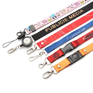 Factory cheap custom printed polyester lanyard with metal hook