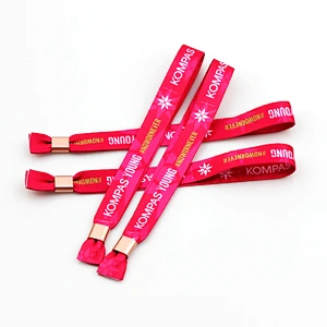 Mix color adult size polyester woven custom cloth wristband for party or festival