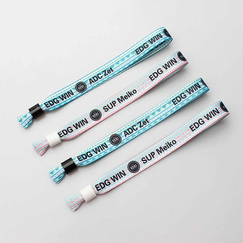 Adjustable Custom Cloth Event Logo Polyester Fabric Concert Wristbands With Buckle