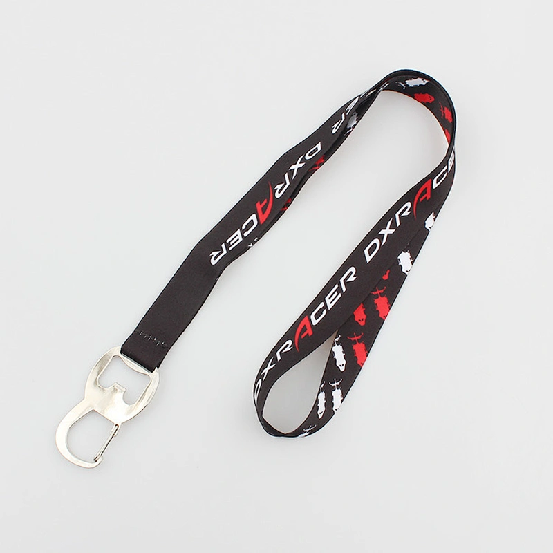 High quality polyester beer bottle opener lanyard with metal hook