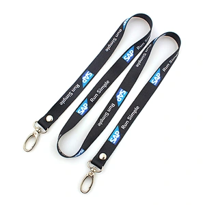 Polyester Material and W2.0*L92cm or as your requested size sublimation double hook lanyard
