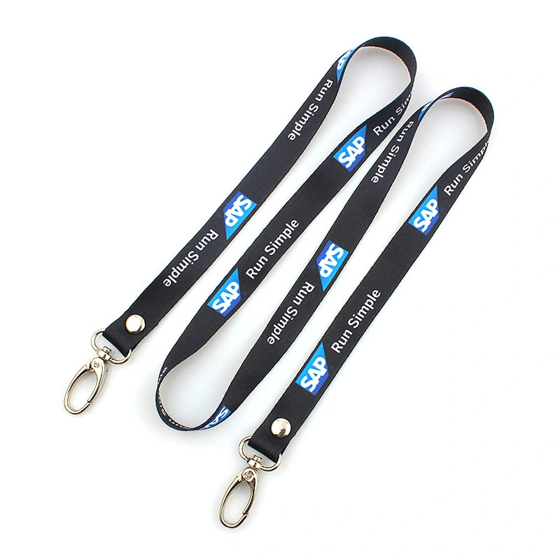 Polyester Material and W2.0*L92cm or as your requested size sublimation double hook lanyard