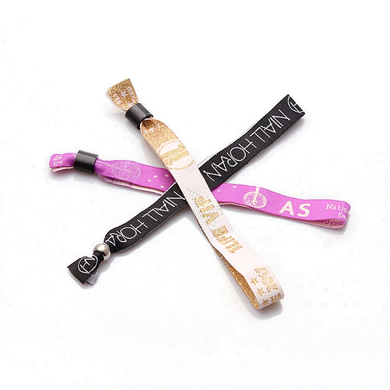 Hot sale custom logo printed recycle cloth woven adjustable festival wristband