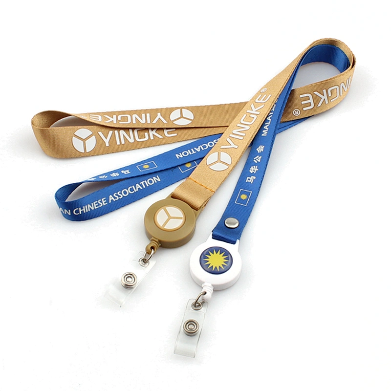 Customized retractable yoyo silk screen printing satin lanyard
