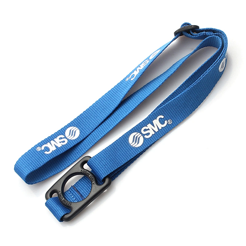 Personalised cheap custom blue lanyards with plastic bottle buckle