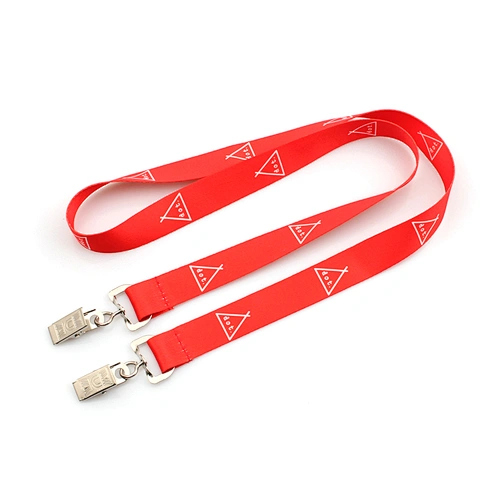 Polyester custom printed lanyard with double clips
