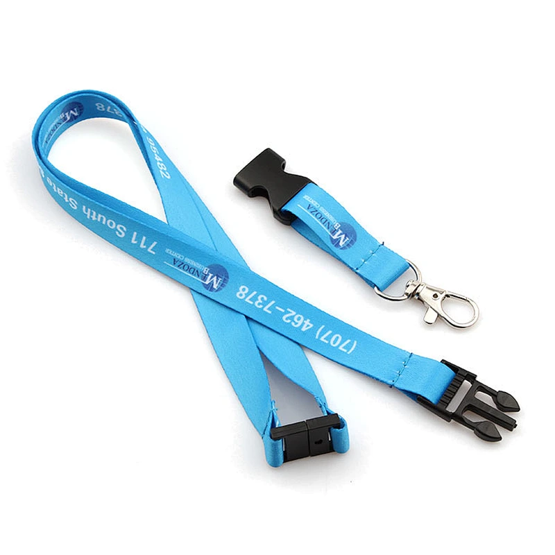 Nice gifts cheaper 2cm width neck strap heat transfer lanyard with breakaway buckle and black metal hook