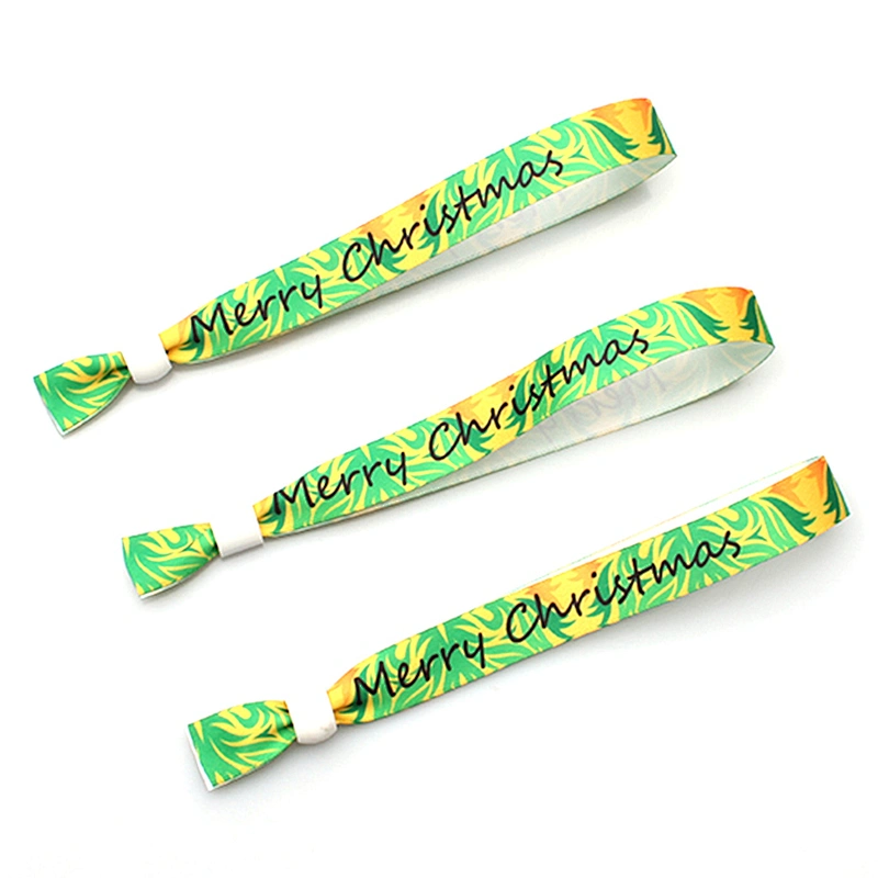 Hot selling customized logo polyester ribbon wristband with plastic lock