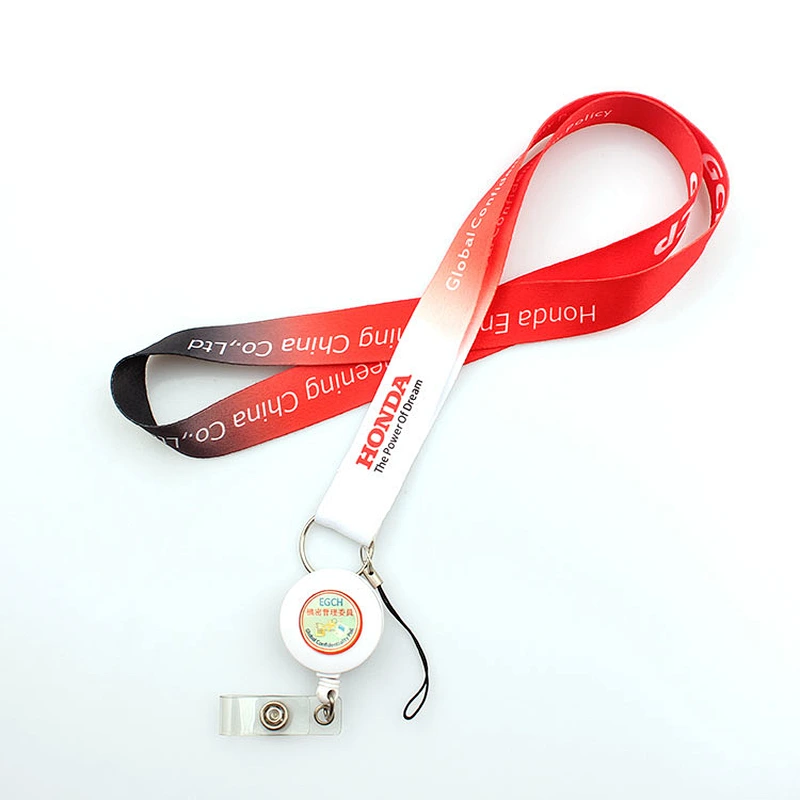 Factory cheap neck card holder gradient lanyard with yoyo badge