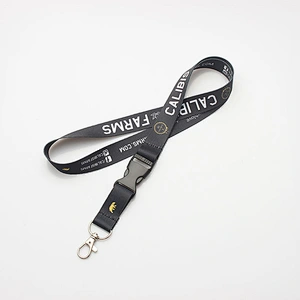 Cheap polyester plain lanyard with metal hook and breakaway buckle