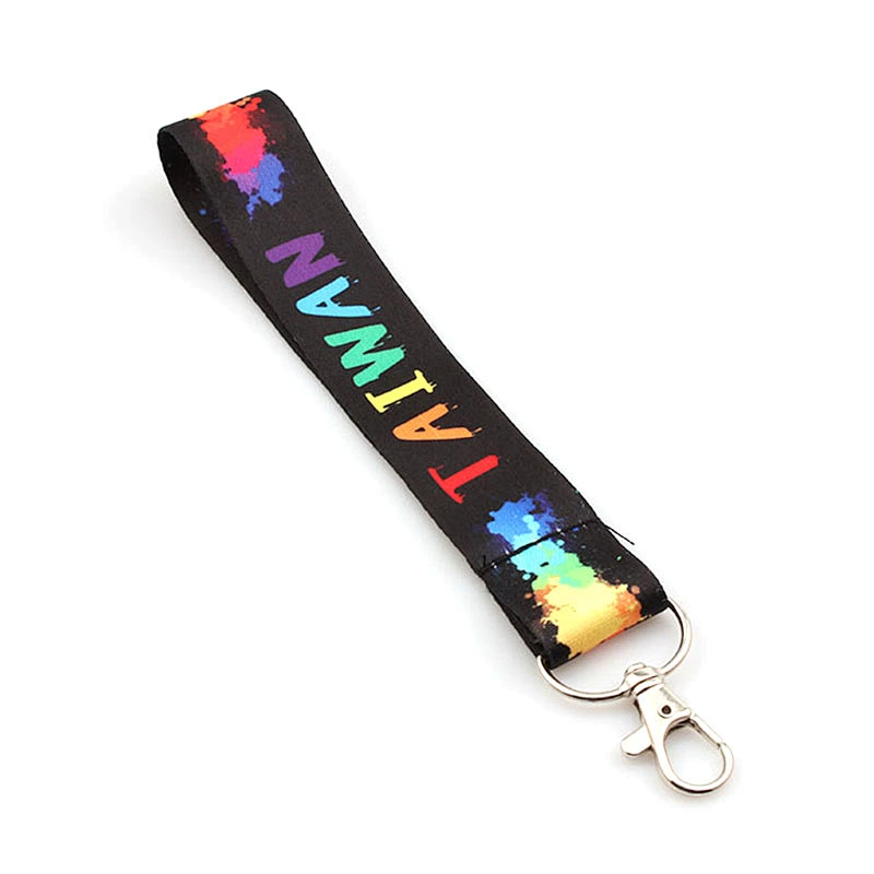 Custom polyester sublimation printed hand wrist strap lanyard
