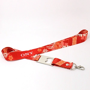 Sublimation logo branded custom polyester beer bottle opener lanyard