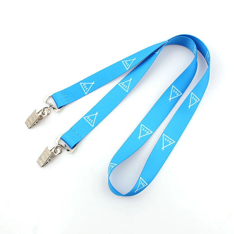 Eco-friendly polyester bulk double clip lanyard