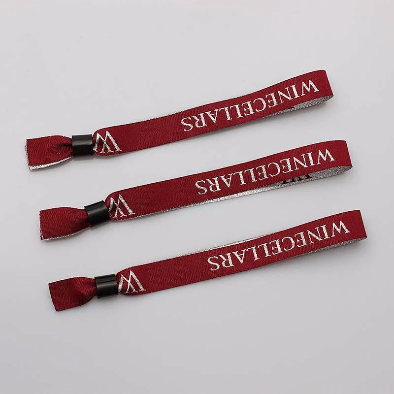 Cheap music stain bracelet plastic clip woven disposable wristband