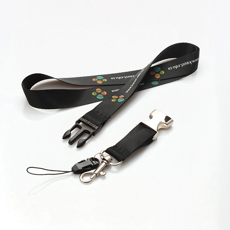 Cheap custom advertising logo polyester neck lanyard with metal breakaway buckle No Minimum Order