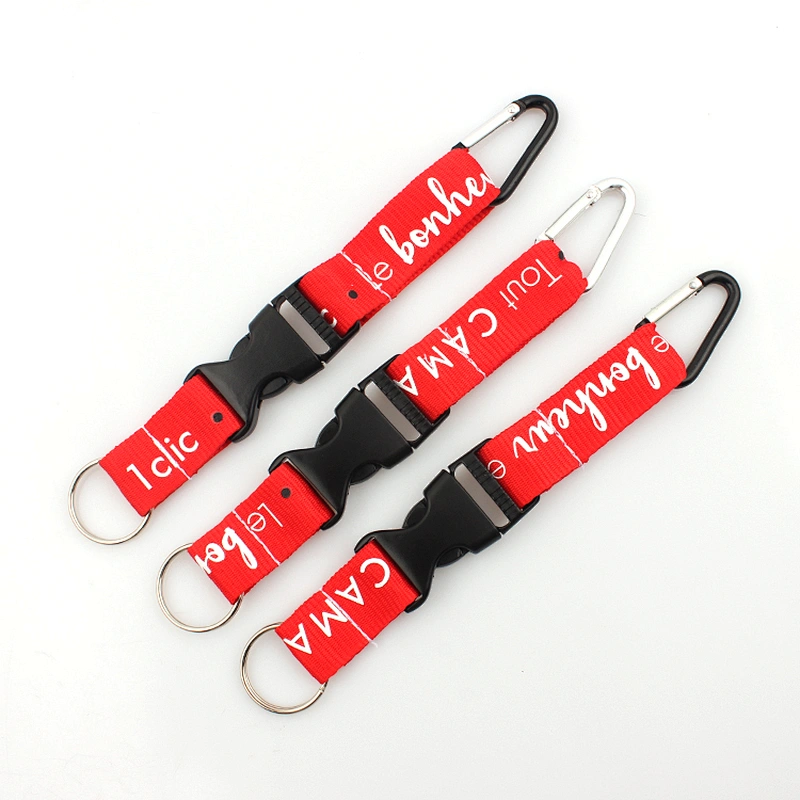 Eco-friendly promotional custom carabiner short lanyard with strap keying