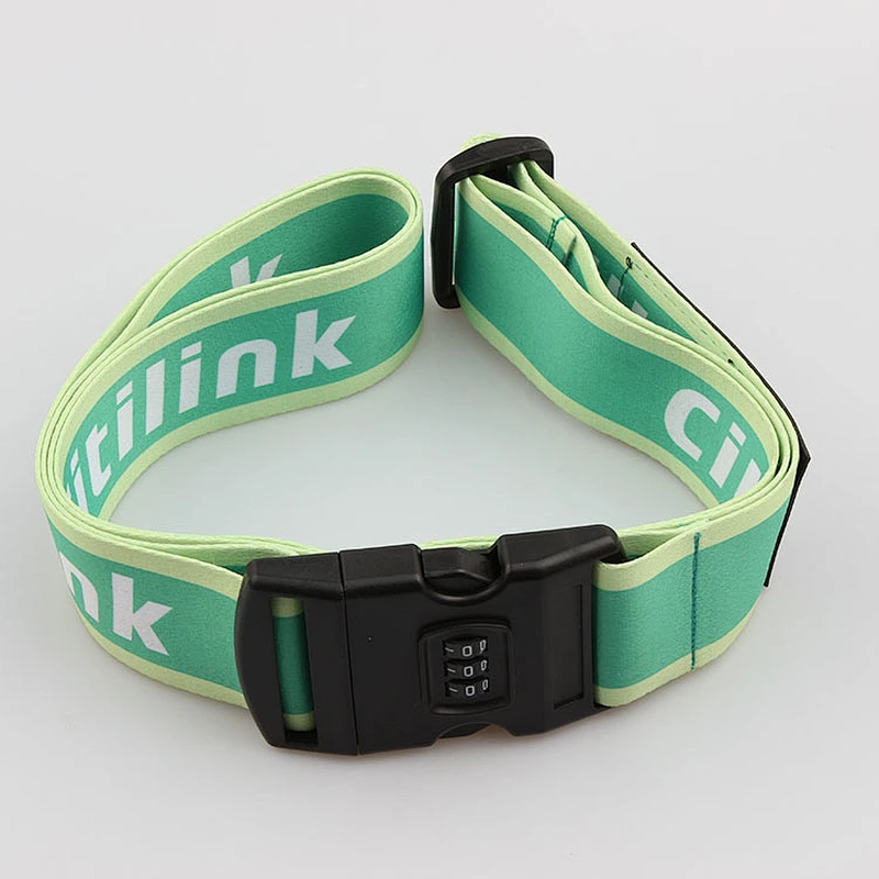 Factory direct adjustable custom luggage belt travel packing strap with coded lock