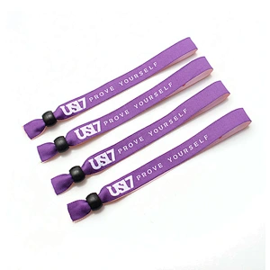 Free sample cheap customized polyester wristband with metal ring