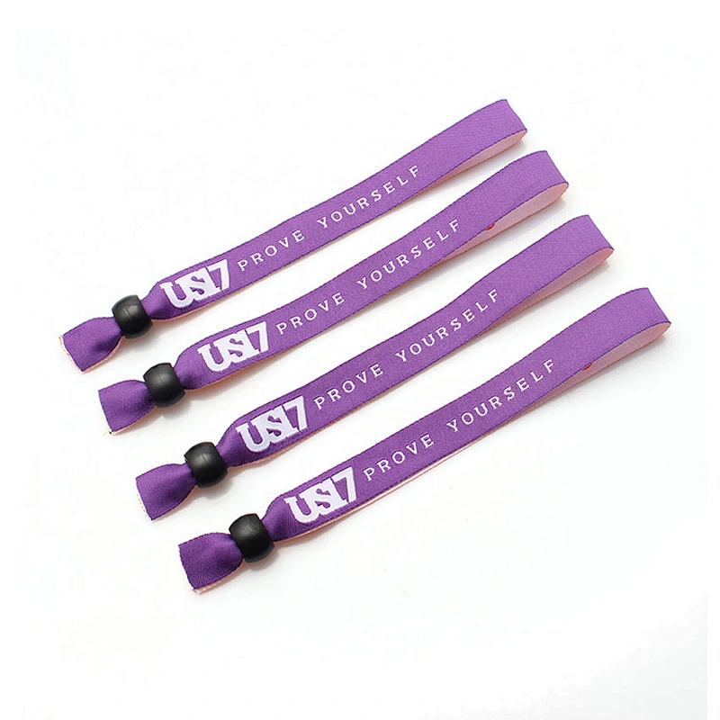 Free sample cheap customized polyester wristband with metal ring