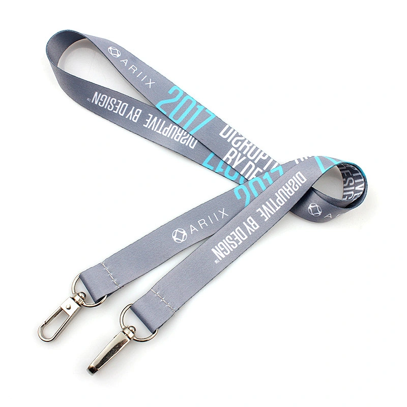 Custom logo sublimation printing camera strap lanyard with double hook