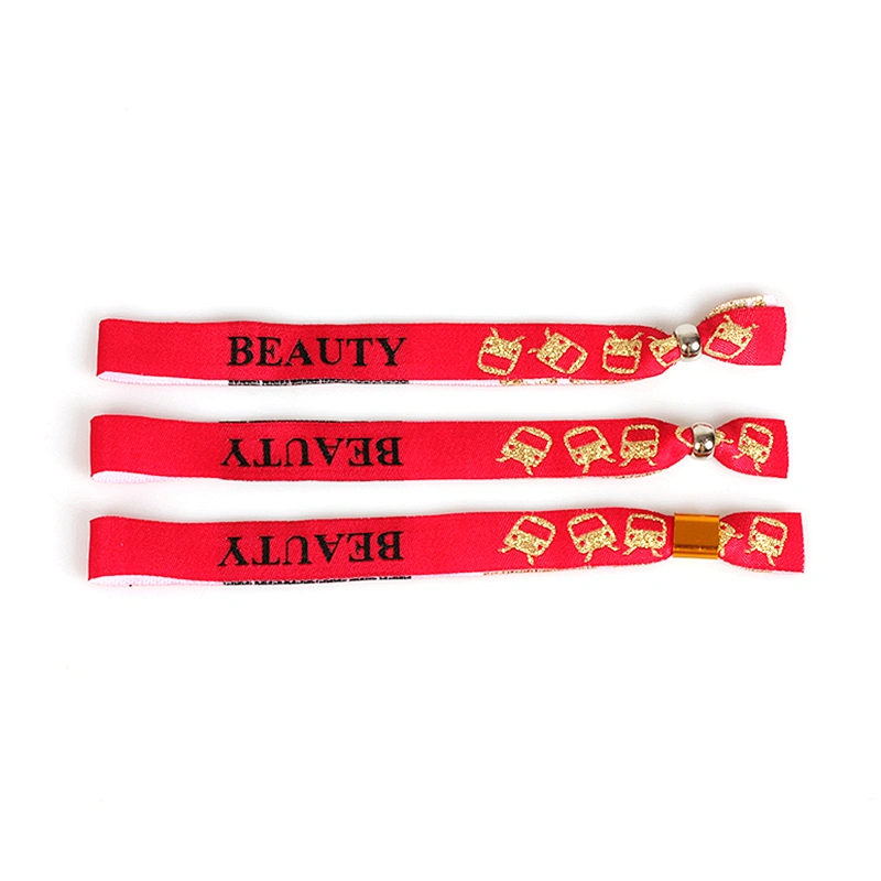 China polyester customized festival woven wristbands with one time slider buckle