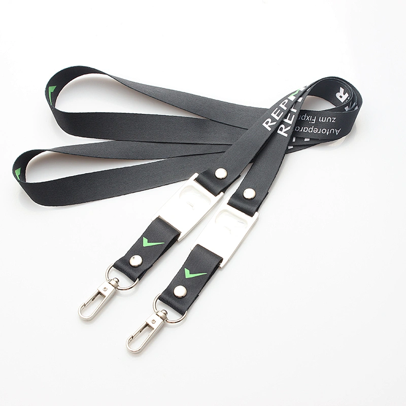 Factory wholesale high quality custom polyester water bottle opener lanyard