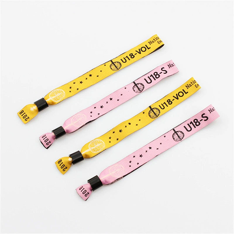 High quality woven wrist bands with one time slider custom fabric bar bracelet