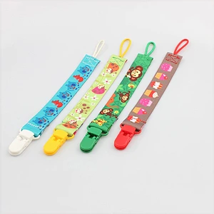 Custom high quality baby born cute dummy saver strap with plastic clip
