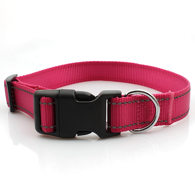 Personalized nylon reflective pink pet walking dog collar