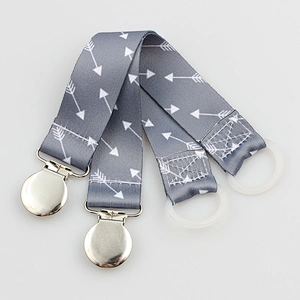 Personalized Polyester Baby Pacifier Holder Metal Clip