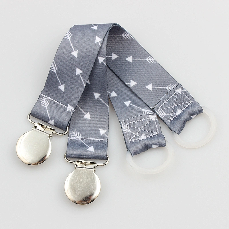 Personalized Polyester Baby Pacifier Holder Metal Clip