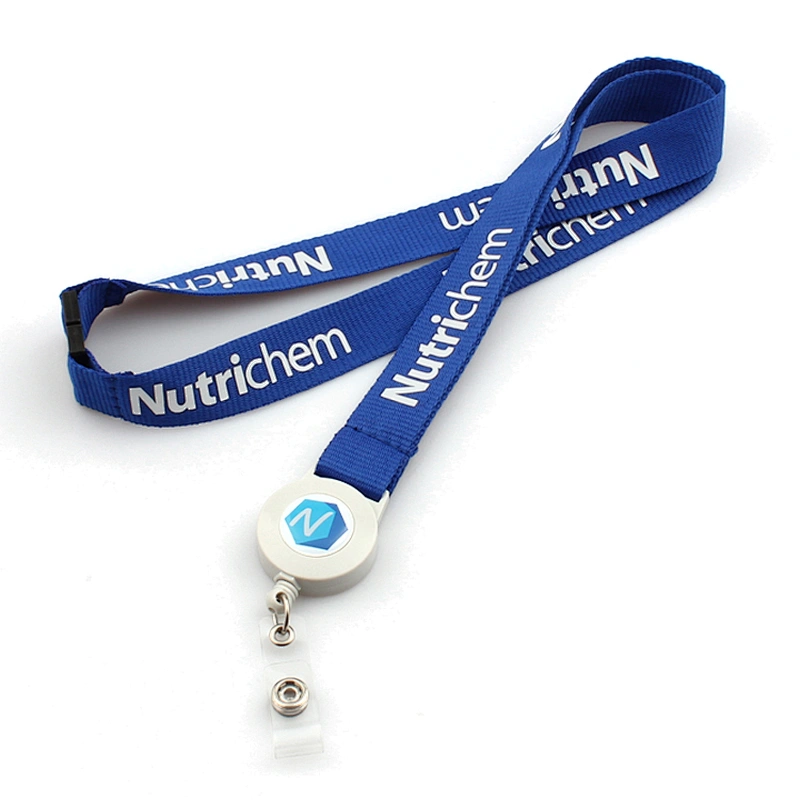 20mm promotional high quality polyester badge holder with neck rope snap hook