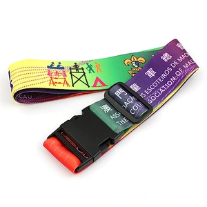 Sublimation printing custom logo polyester luggage strap with plastic lock