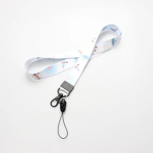 Colorful Heat Transfer Printed Lanyard With Phone String and Metal Hook